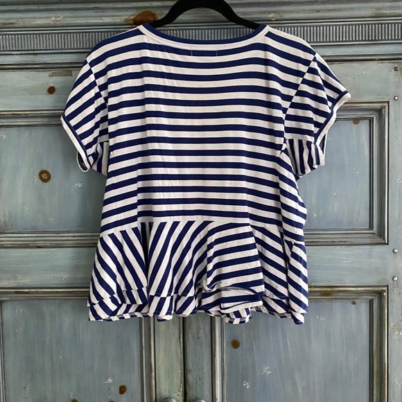 Tricot Comme Des Garçons Tricot white/blue striped top size S - Picture 6 of 6